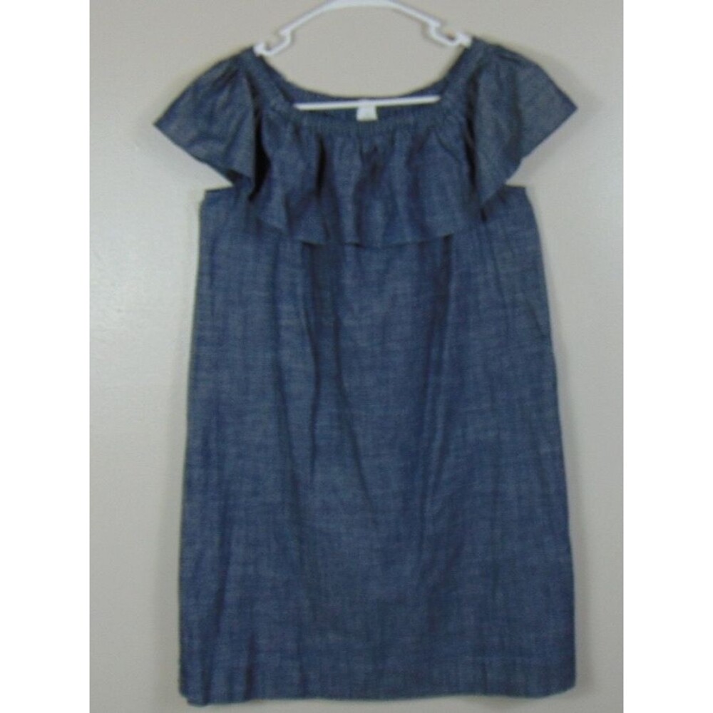 Crewcuts Girls Size 14 Chambray Dress Blue Cotton Ruffle Sleeveless NWT preppy